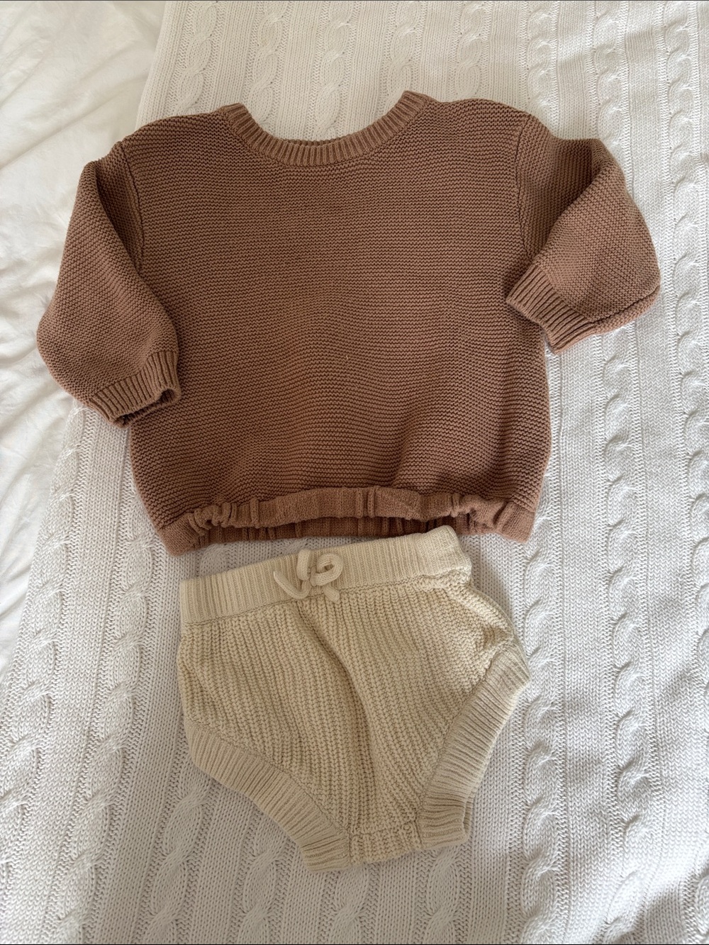 Grayson Collective Knit Two-Piece Set in Brown and Cream